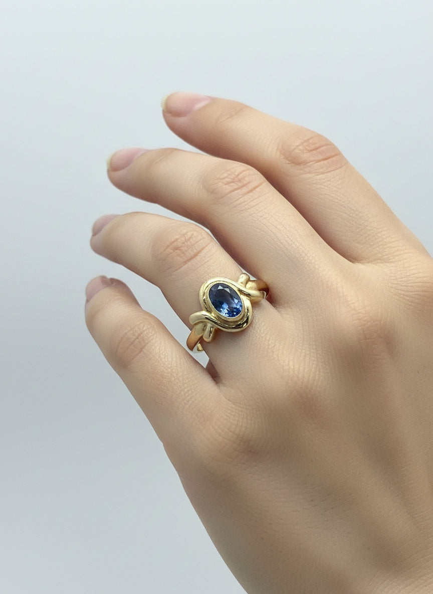 vintage gouden ring 14k topaas 1gr
