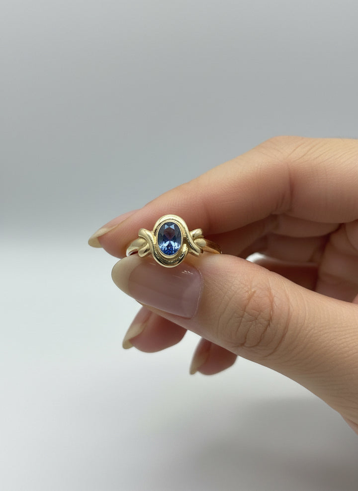 vintage gouden ring 14k topaas 1gr