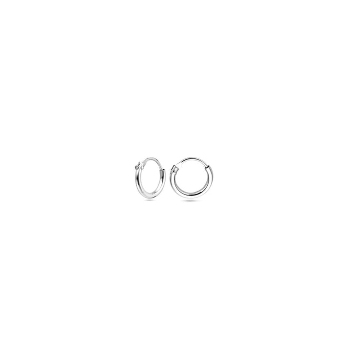 earrings 1.3 mm round tube silver rhodium plated