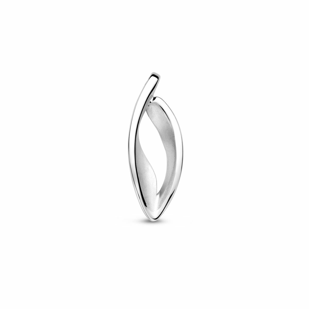 De Van der Kooij Collectie Gerhodineerd 925 zilveren hanger (18x6,5mm) voor dames, met poli/mat afwerking, straalt moderne elegantie uit en wordt getoond tegen een witte achtergrond.