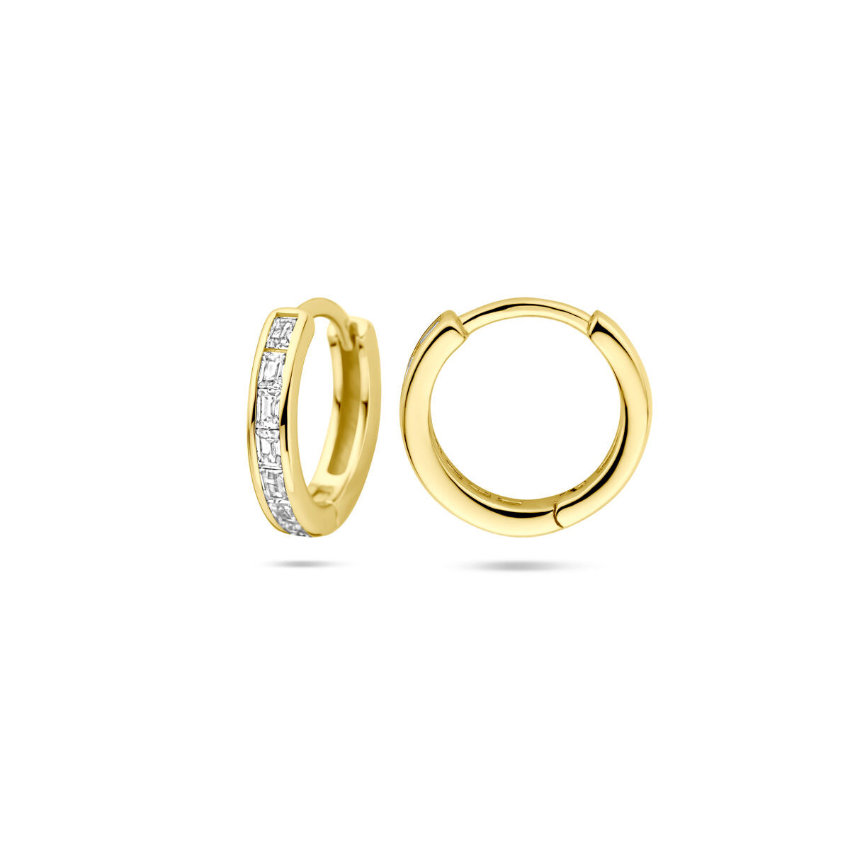 klapoorringen zirkonia 12 mm 1 micron zilver verguld (geel)