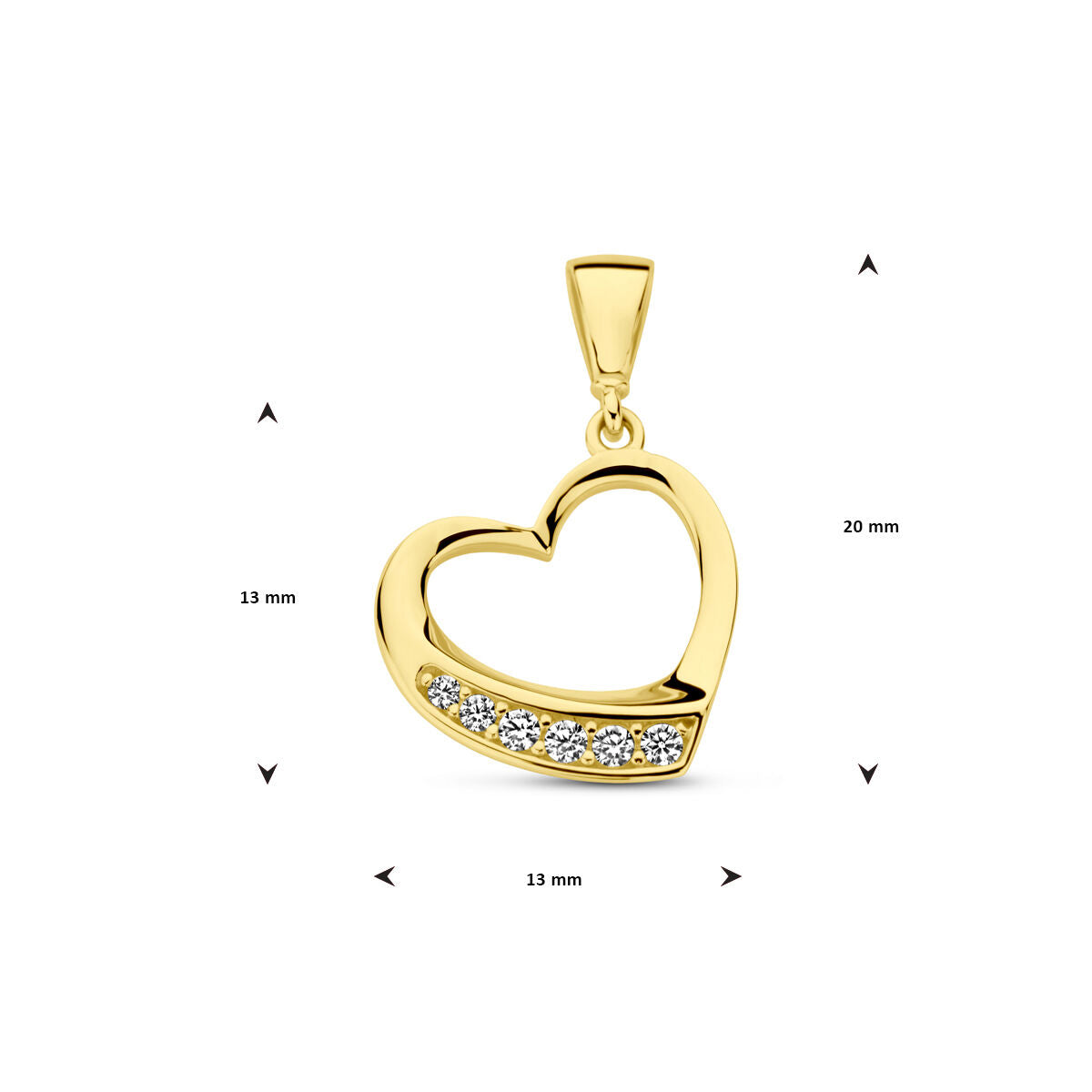 pendant heart zirconia 14K yellow gold