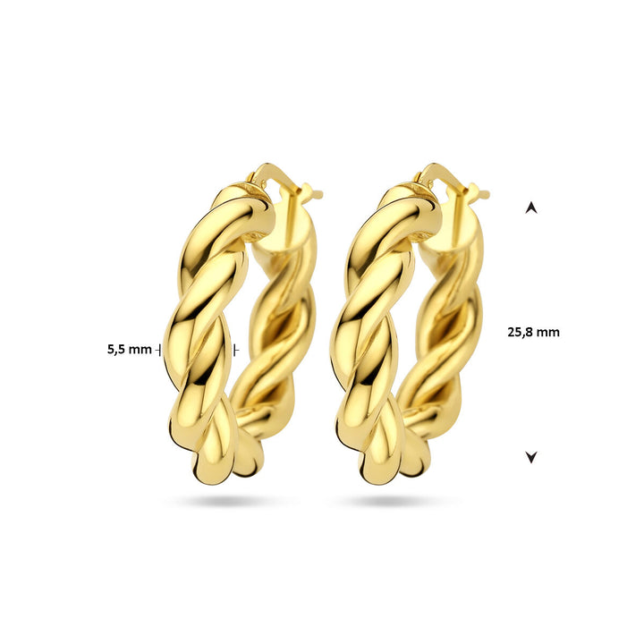oorringen gedraaid 1 micron zilver verguld (geel)