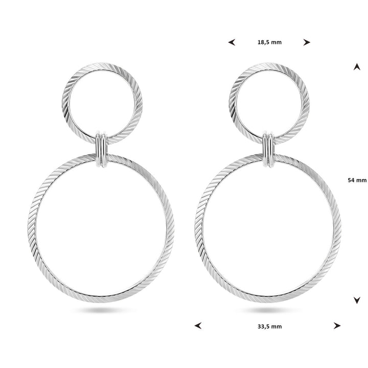 earrings circles diamond-plated silver rhodium