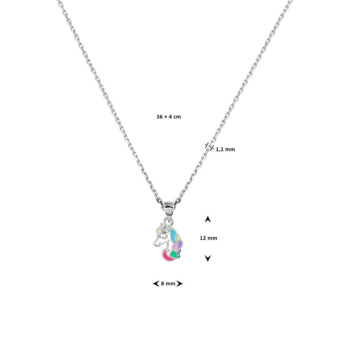 collier eenhoorn 36 + 4 cm zilver gerhodineerd