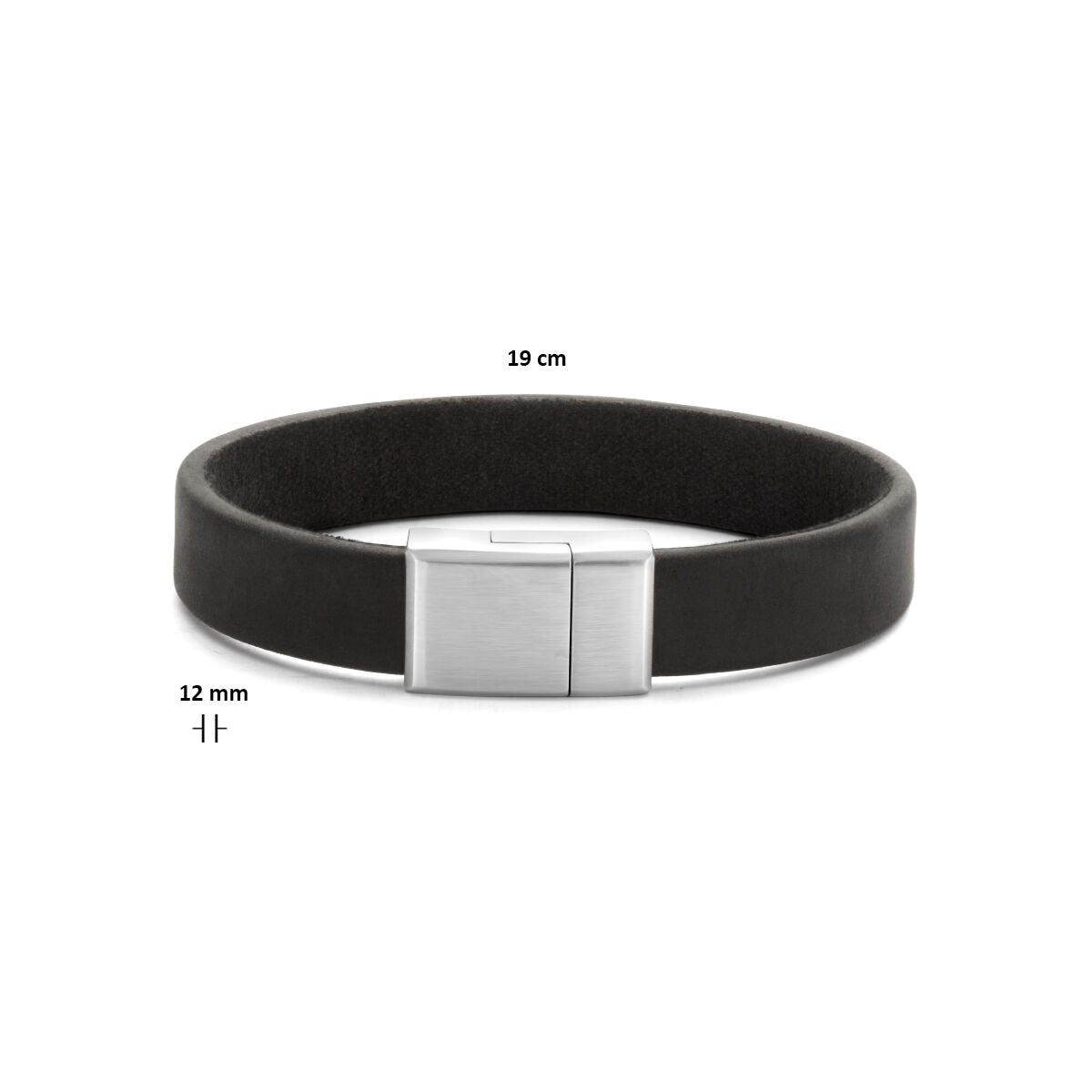 armband leer 12 mm edelstaal