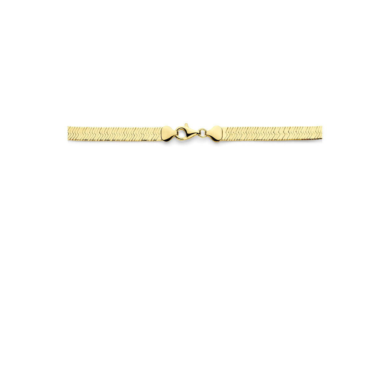 collier slang plat 7 mm 43 cm 3 micron zilver verguld (geel)