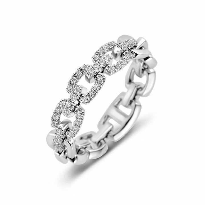 ring flexibele schakel en diamant 0.24ct si 14K witgoud