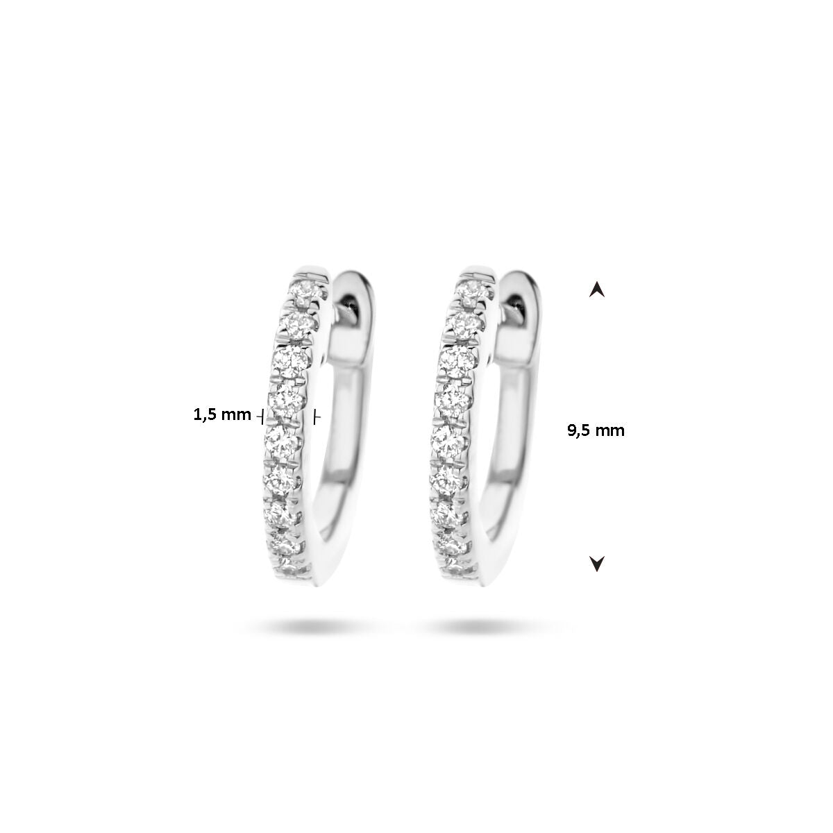 klapoorringen diamant 0.06ct (2x 0.03ct) h si 14K witgoud