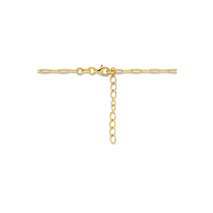 necklace paper clip square tube 2.3 mm 41 + 4 cm 3 micron silver gold plated (yellow)