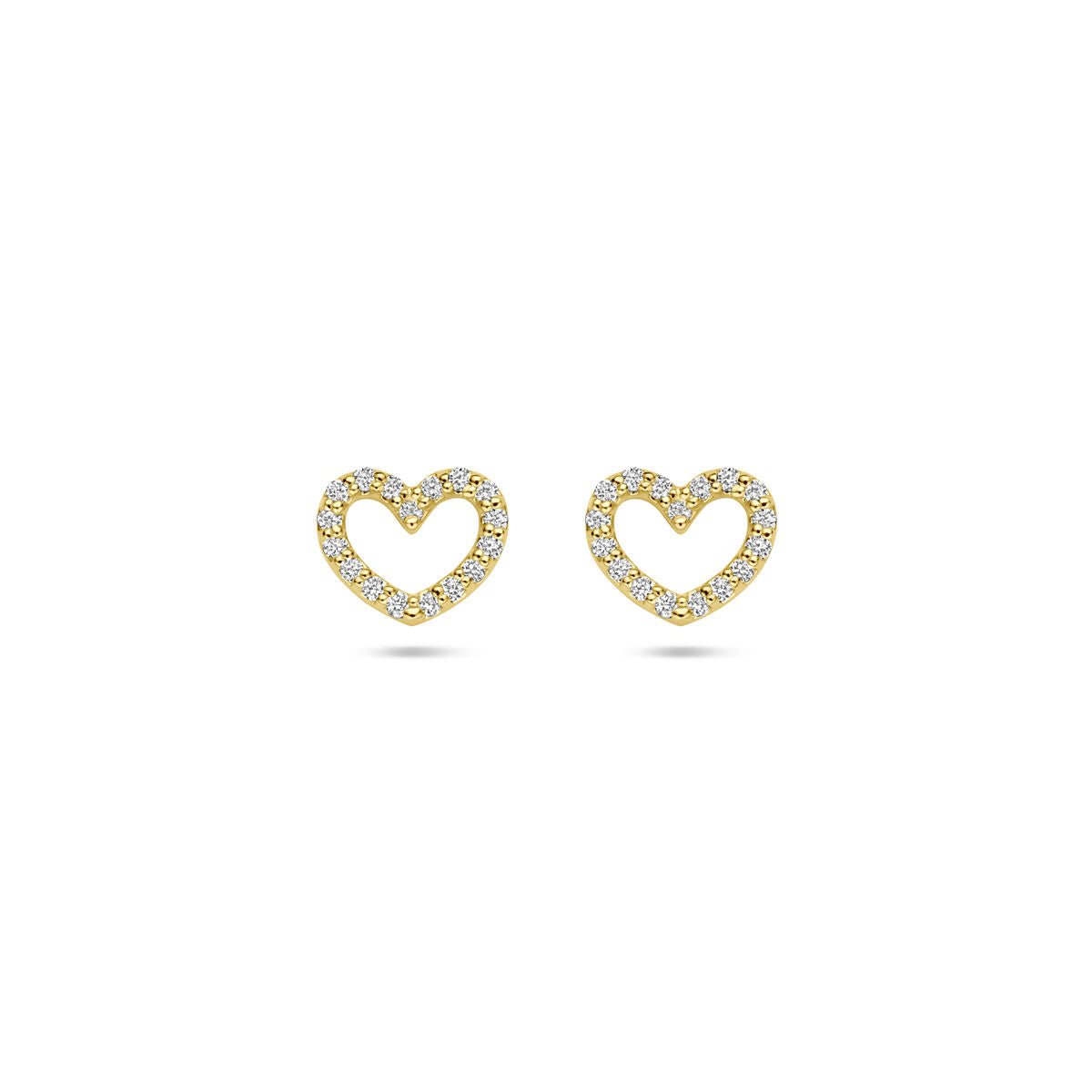 14k geelgouden hartvormige oorknoppen met lab grown diamant