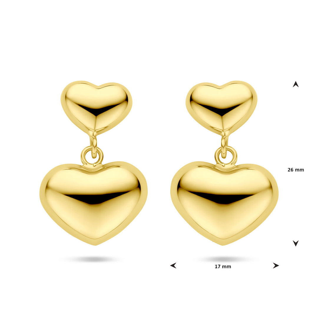 oorhangers hartjes 26 mm 1 micron zilver verguld (geel)