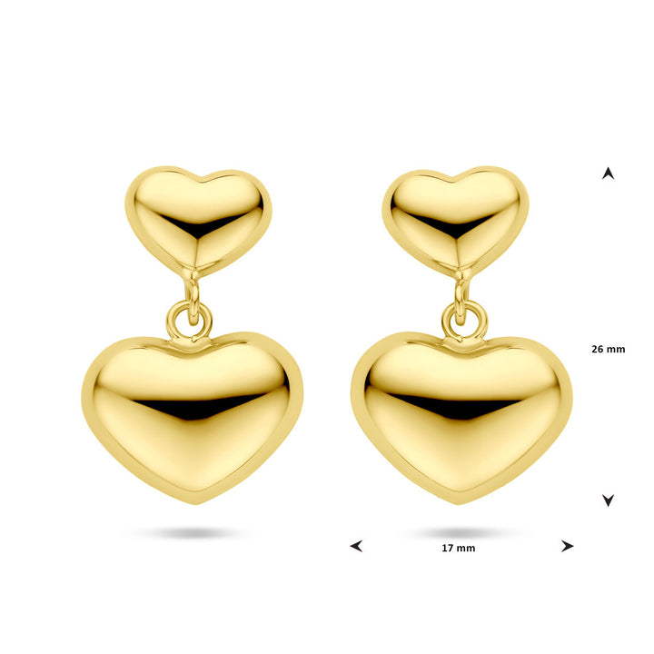 oorhangers hartjes 26 mm 1 micron zilver verguld (geel)