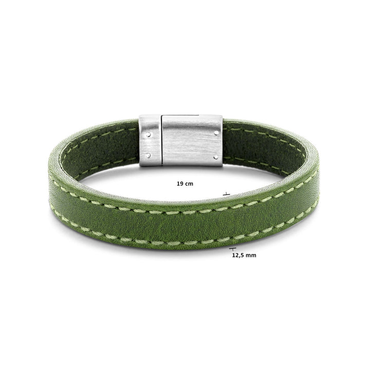 bracelet leather green 12.5 mm stainless steel
