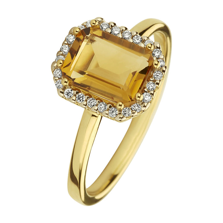 Ring Citrin und Diamant 0,10 ct h SI 14K Gelbgold