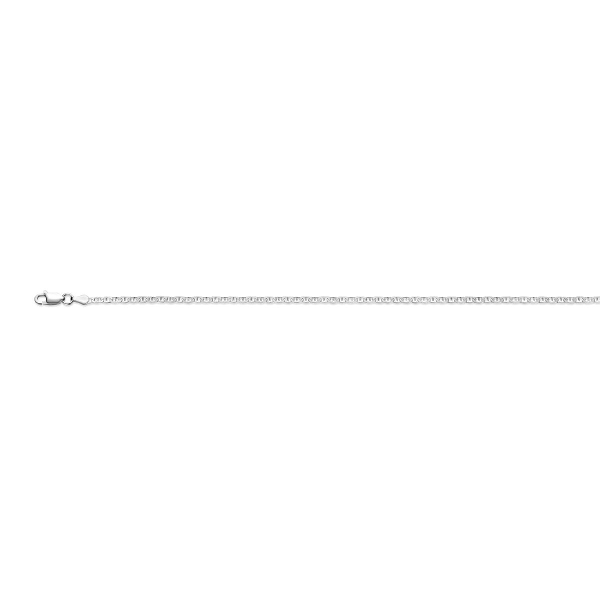 Zilveren ankerketting van 2,3 mm met een glanzende afwerking en een sluiting.
