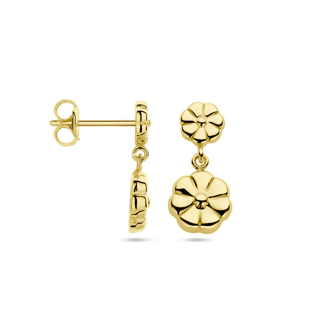 flower earrings 14K yellow gold