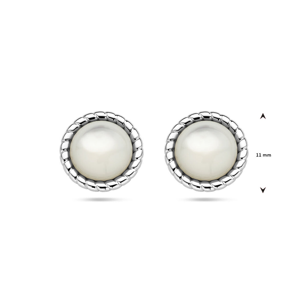 Ohrstecker aus Perlmutt, Silber rhodiniert