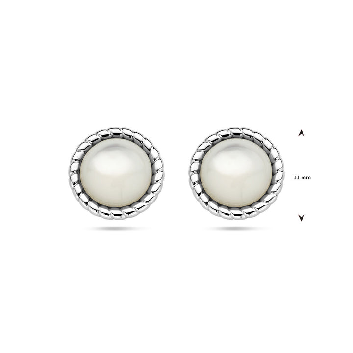 Ohrstecker aus Perlmutt, Silber rhodiniert