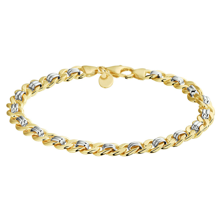 Silver bracelet ladies cut gourmette (bicolor gold with silver core)