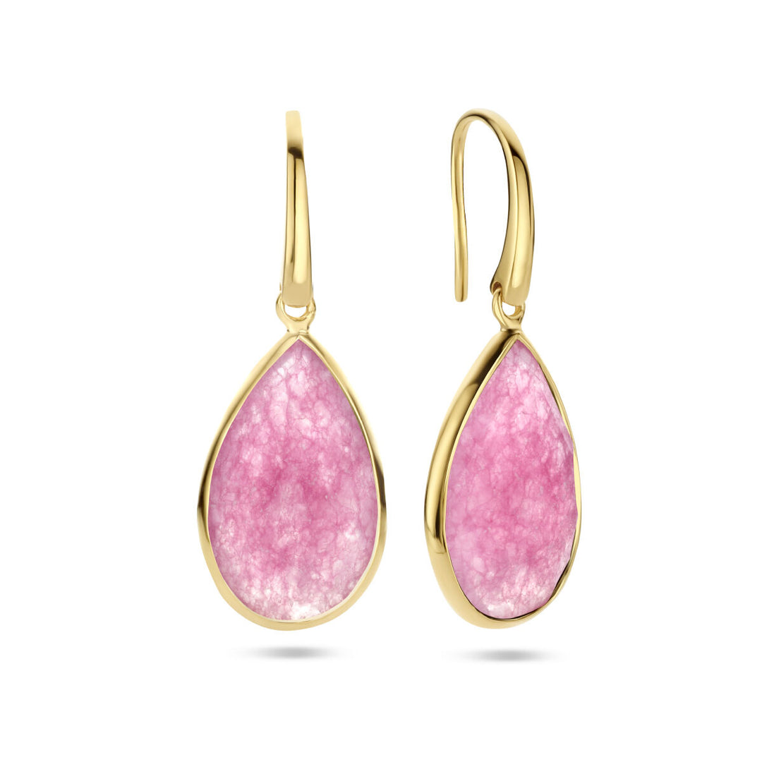 Marginenta Quarz Ohrringe Französischer Haken Silber vergoldet (Gelb)