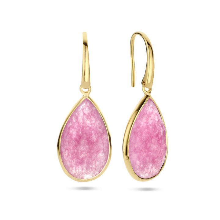 Marginenta Quarz Ohrringe Französischer Haken Silber vergoldet (Gelb)