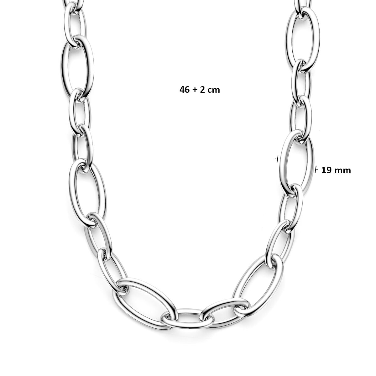 Zilveren dames collier – gerhodineerd 925 zilver, 19 mm breed