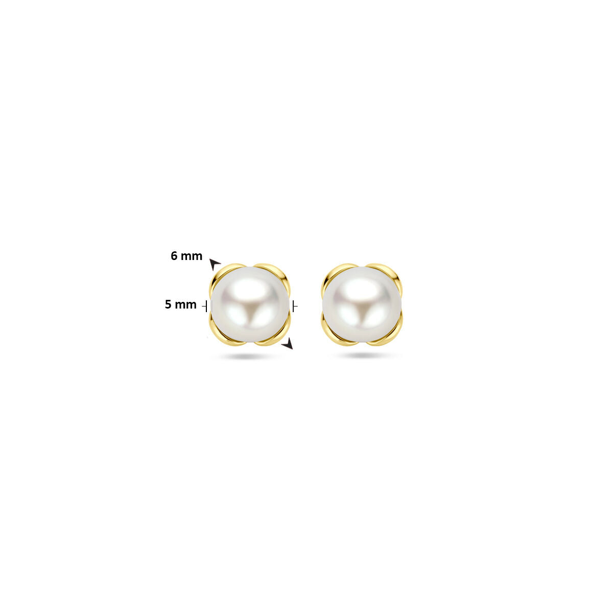oorknoppen bloem parel 14K geelgoud