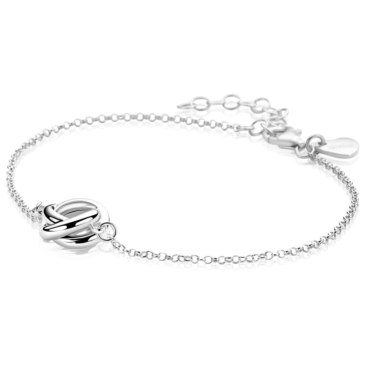 Zilveren armband met fijne ankerschakels en een sluiting in de vorm van een lus.