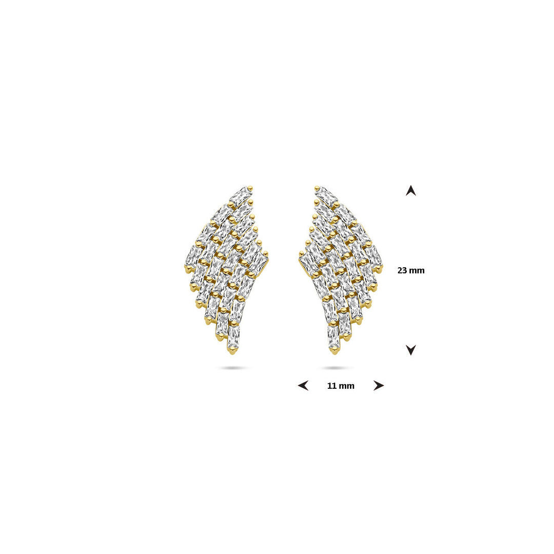 oorknoppen zirkonia 23 mm 1 micron zilver verguld (geel)