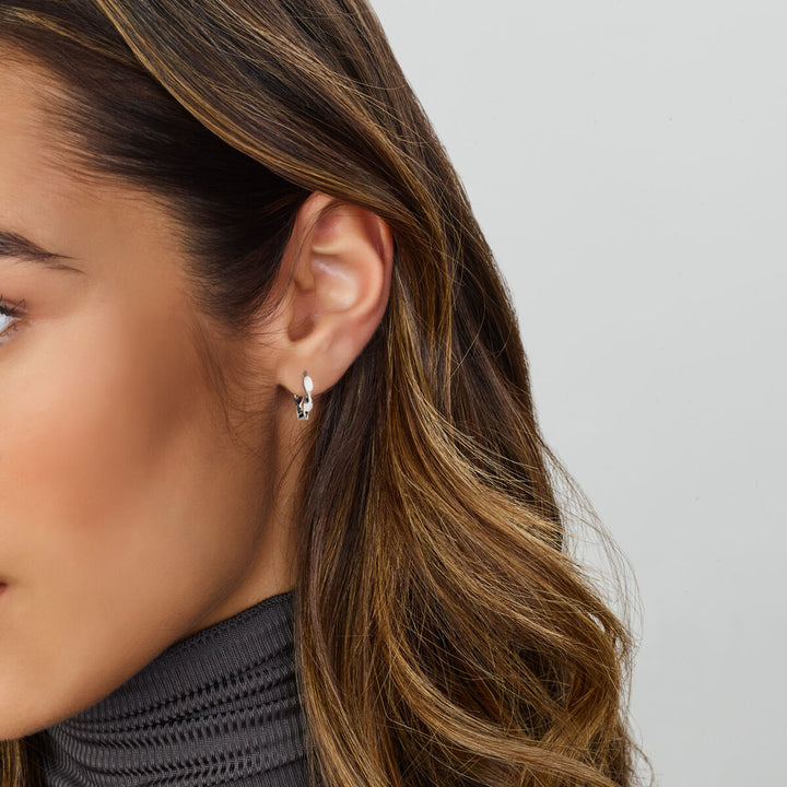 drop earrings twisted silver rhodium plated