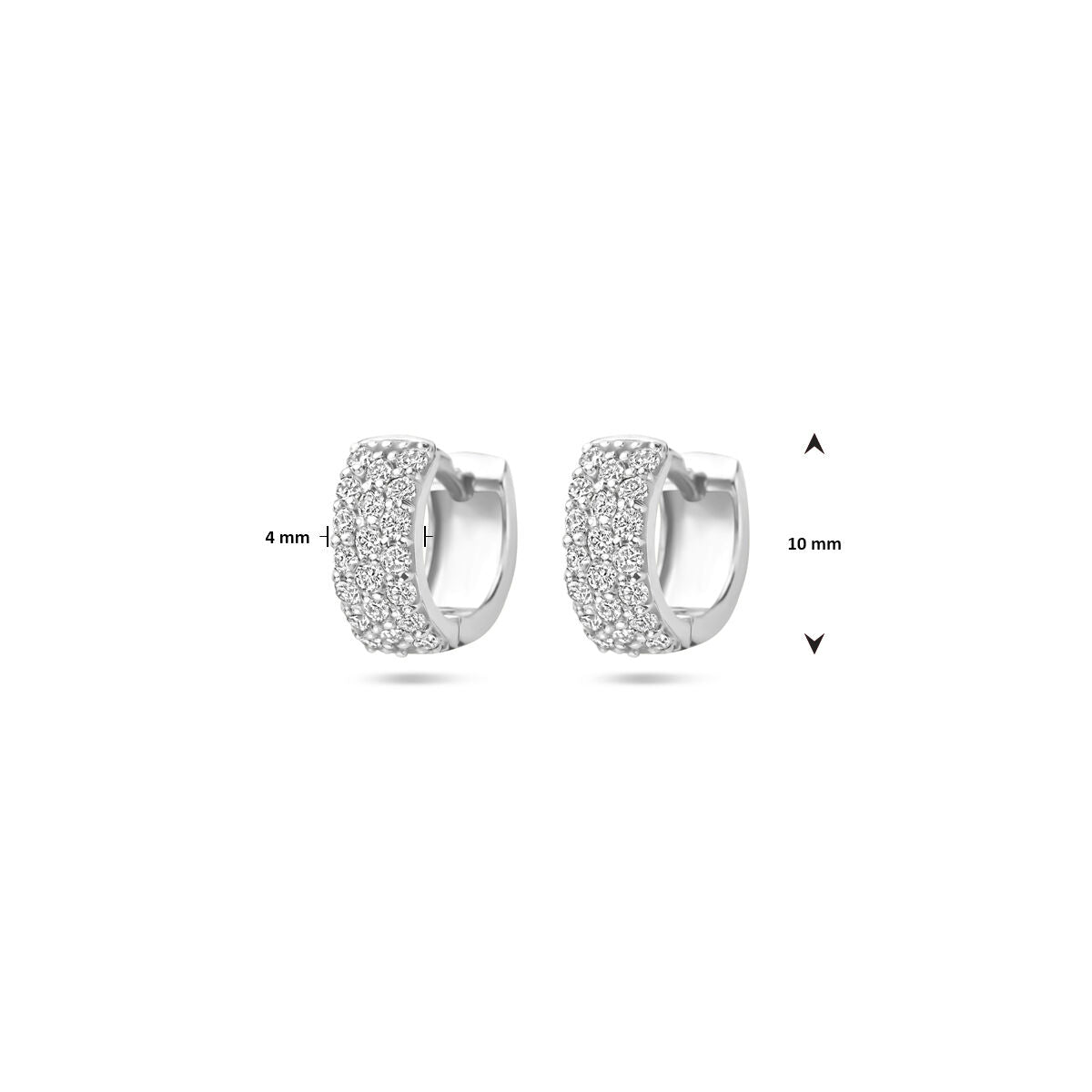 Klapoorringen diamant 0.40ct (2x 0.20ct) h si 10 mm 14K witgoud