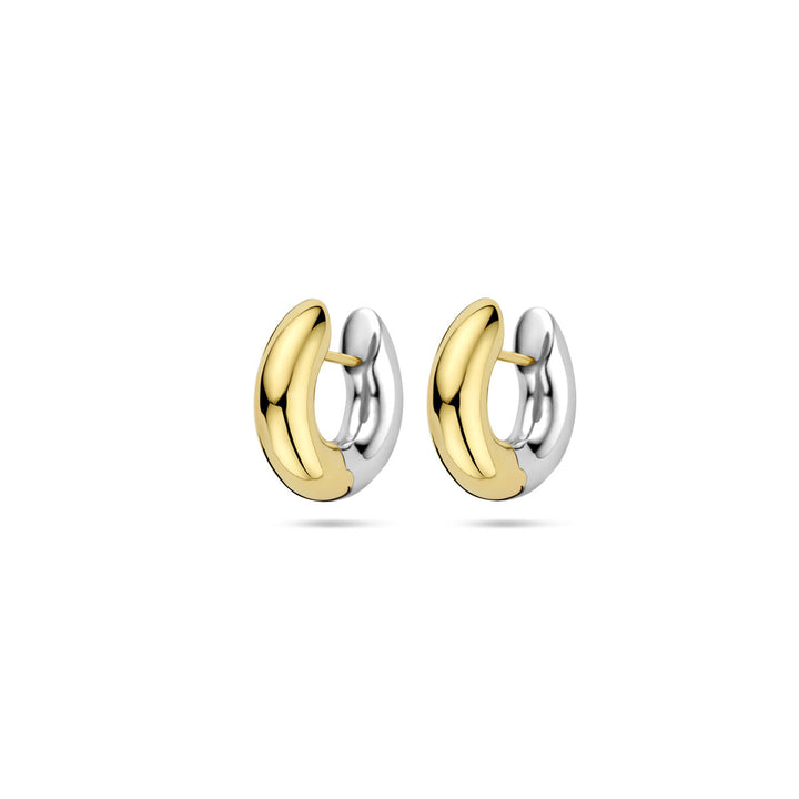 klapoorringen 19 mm 14K bicolor goud geel/wit