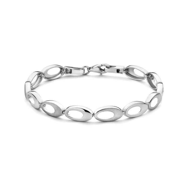 Silver bracelet ladies poly / matt rhodium plated