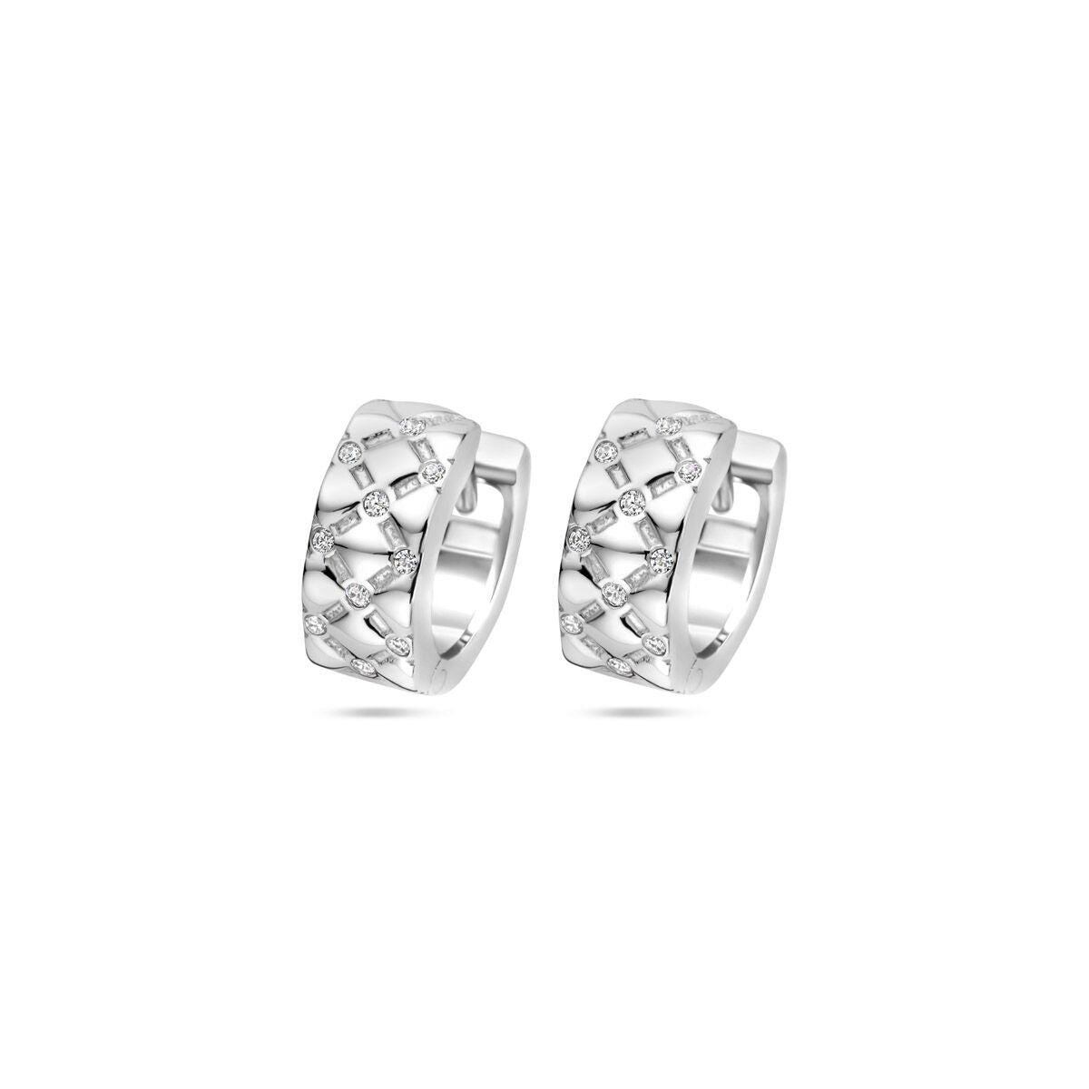 klapoorringen zirkonia 13 mm zilver gerhodineerd