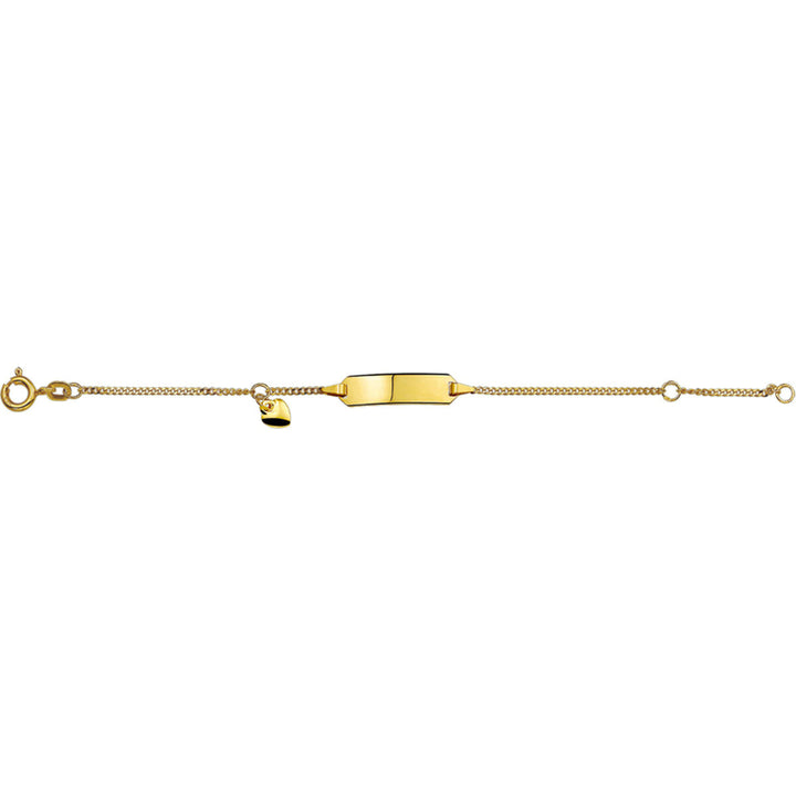 Baby bracelet gold heart gourmette plate 5.0 mm 14K