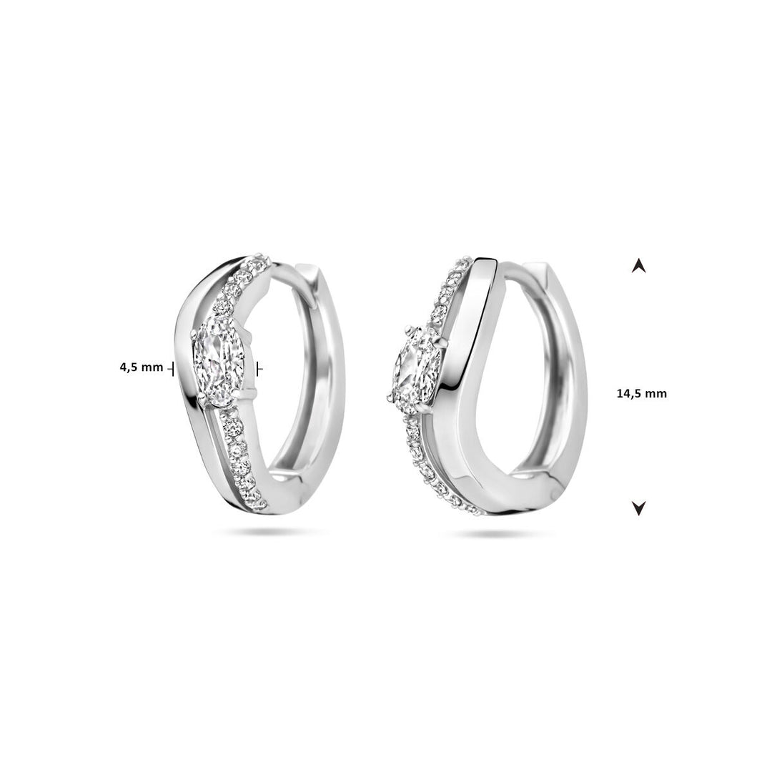 klapoorringen zirkonia 14,5 mm zilver gerhodineerd