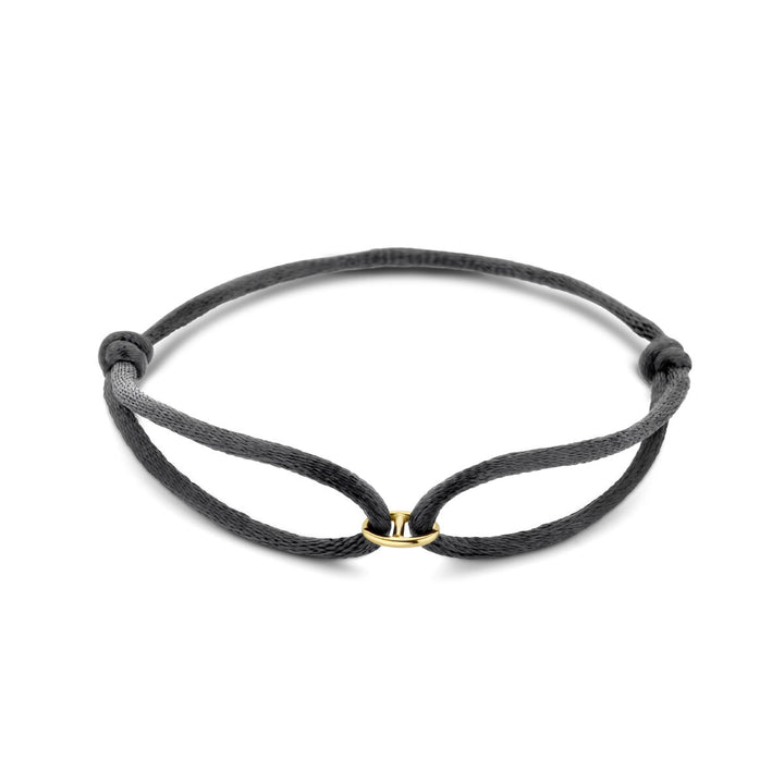 Armband Satin 13 - 26 cm 14K Gold mit Kautschuk/Nylon/Leder