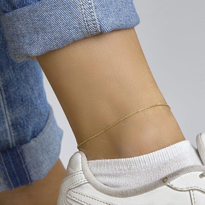 anklet anchor diamond-plated 1.3 mm 24 - 26 cm 14K yellow gold