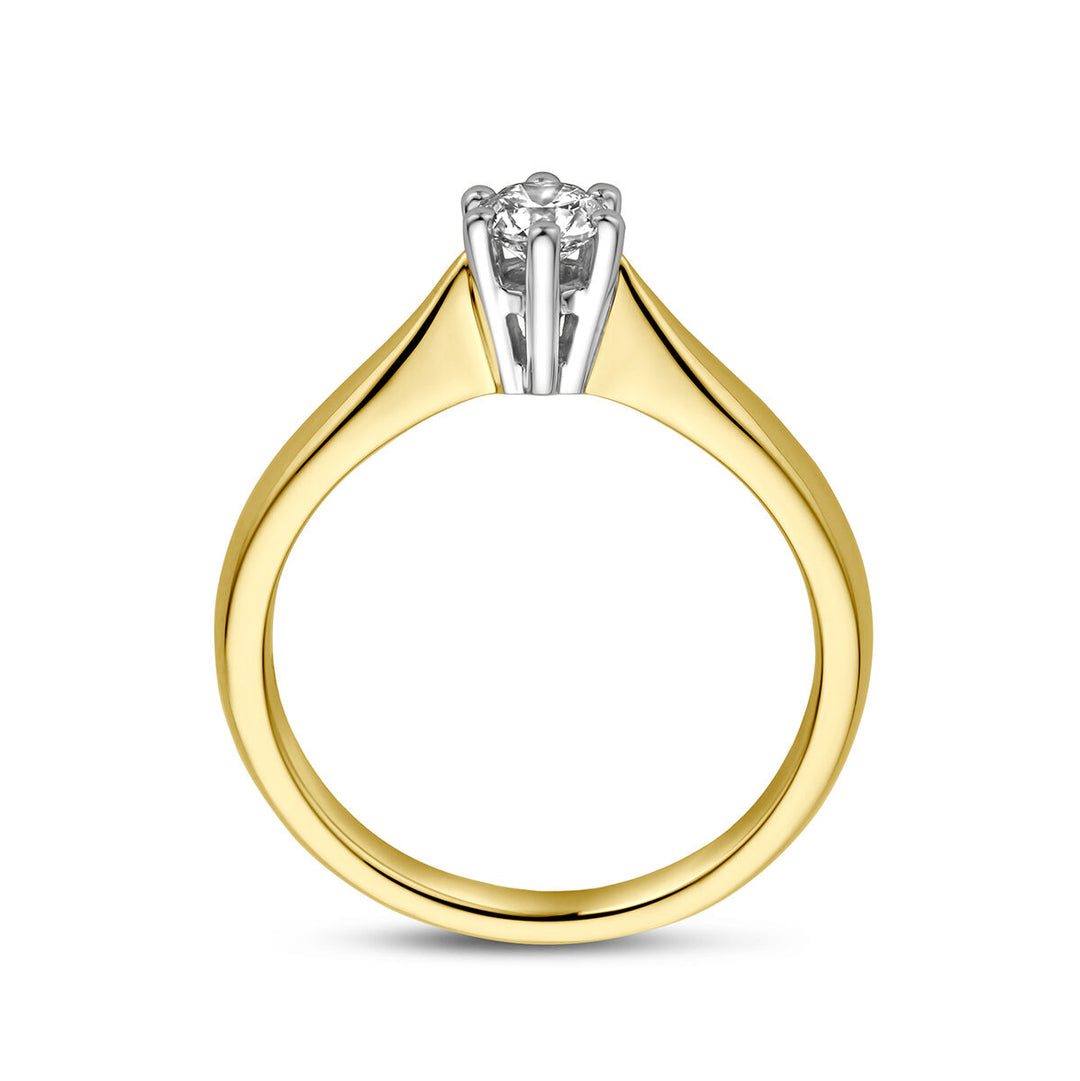 ring diamant 0.25ct h si 14K bicolor goud geel/wit