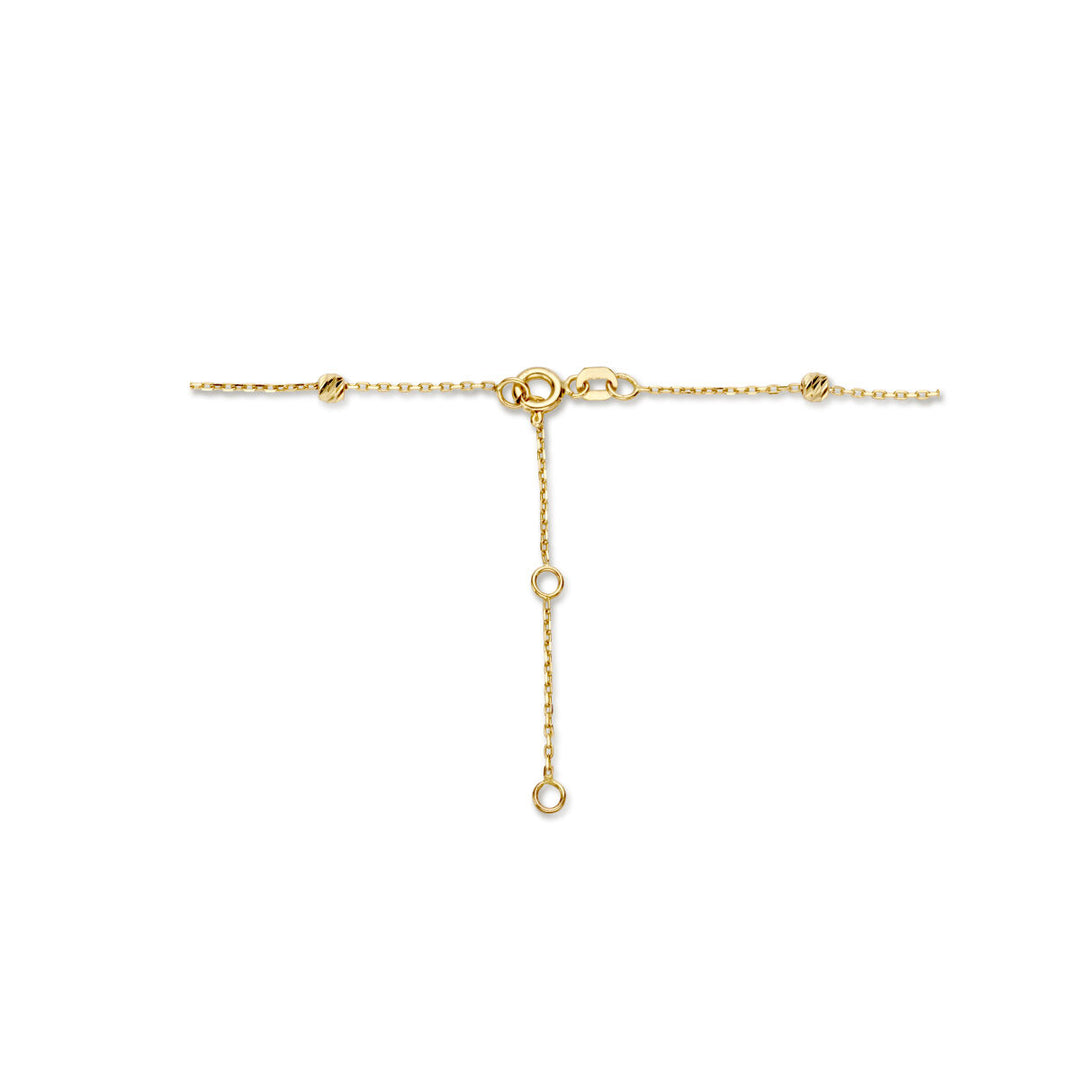 collier bolletjes gediamanteerd 3,0 mm 40 - 42 - 44 cm 14K bicolor goud geel/wit