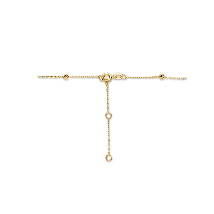collier bolletjes gediamanteerd 3,0 mm 40 - 42 - 44 cm 14K bicolor goud geel/wit