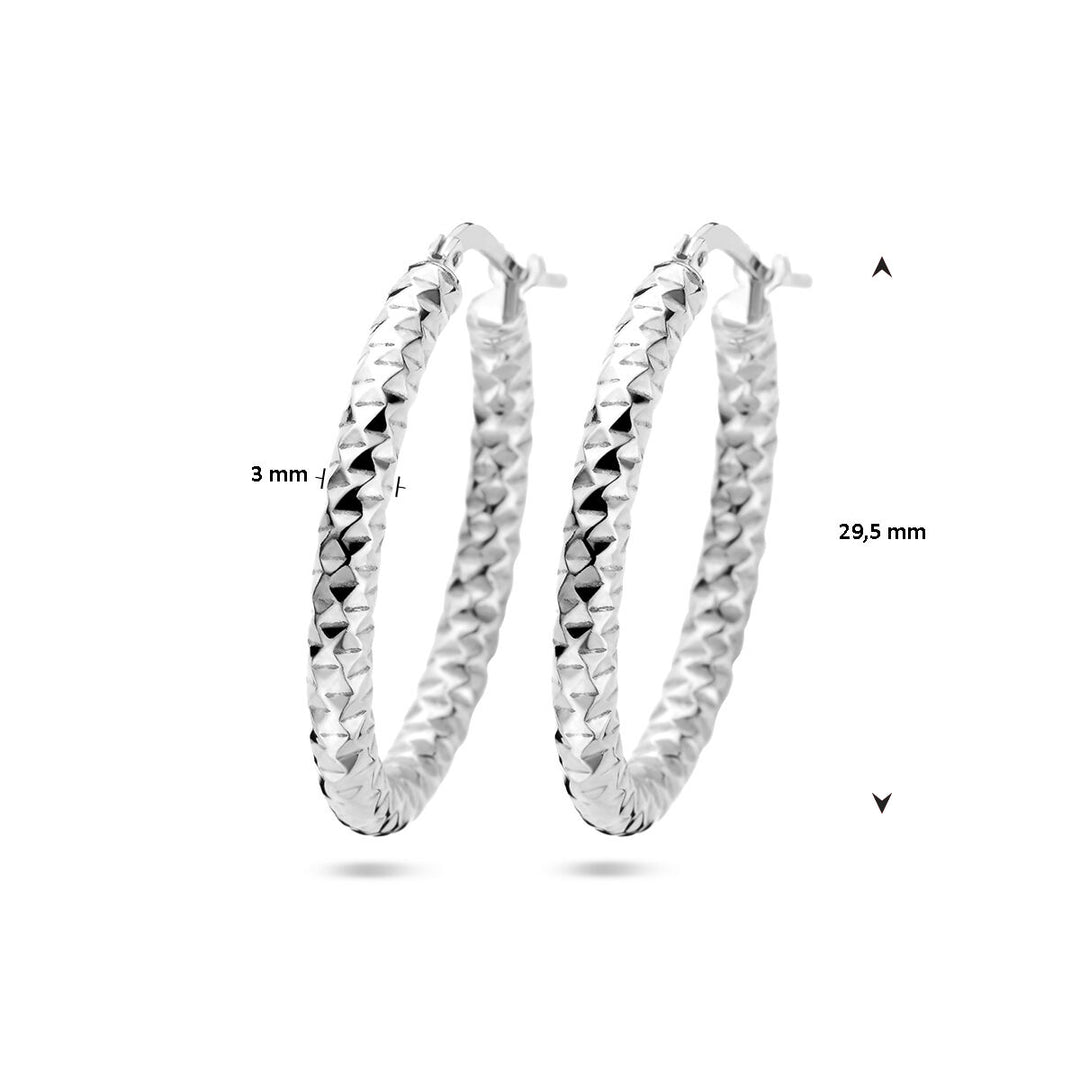 oorringen 3,0 mm ronde buis gediamanteerd zilver gerhodineerd