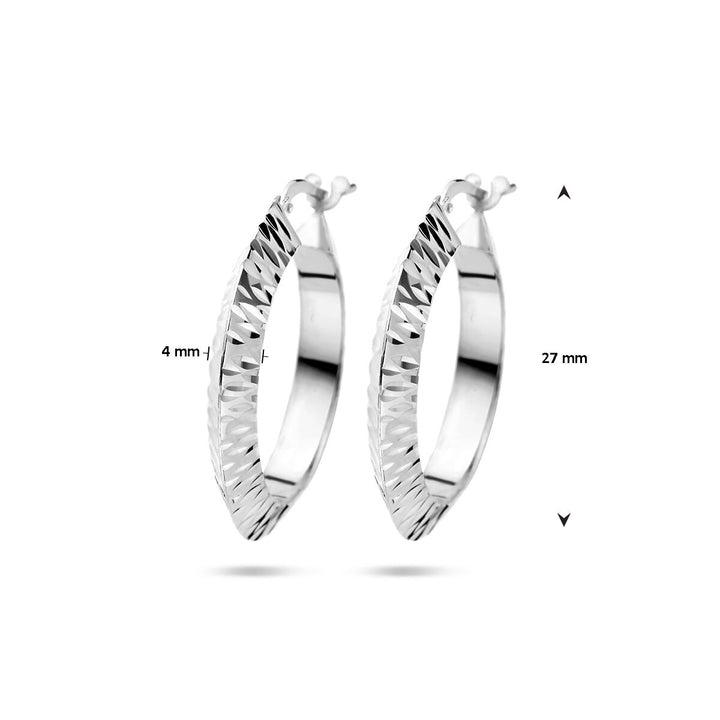 oorringen spitse buis gediamanteerd zilver gerhodineerd