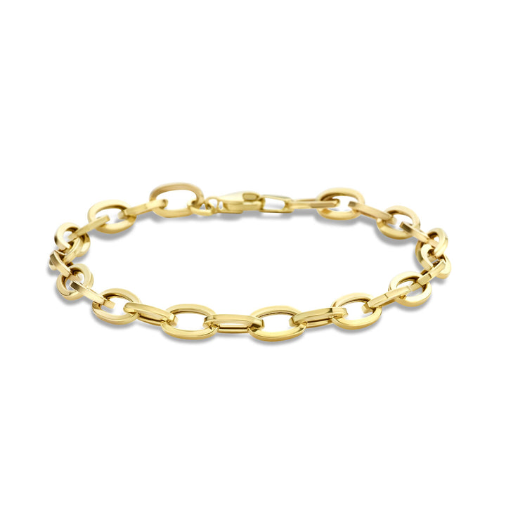 Gold bracelet ladies paper clip square tube 14K