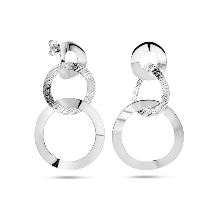 round earrings poly/matte silver rhodium plated