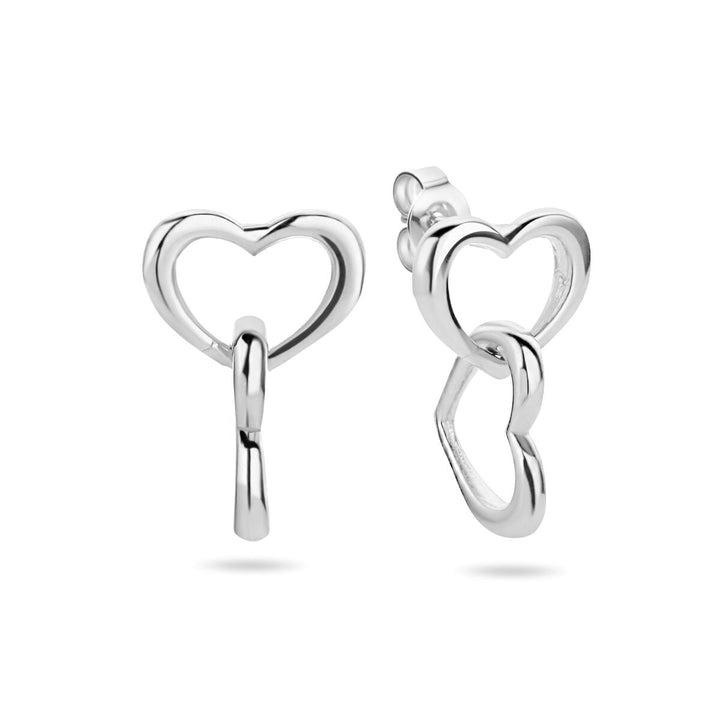 Silber rhodinierte Herzohrringe