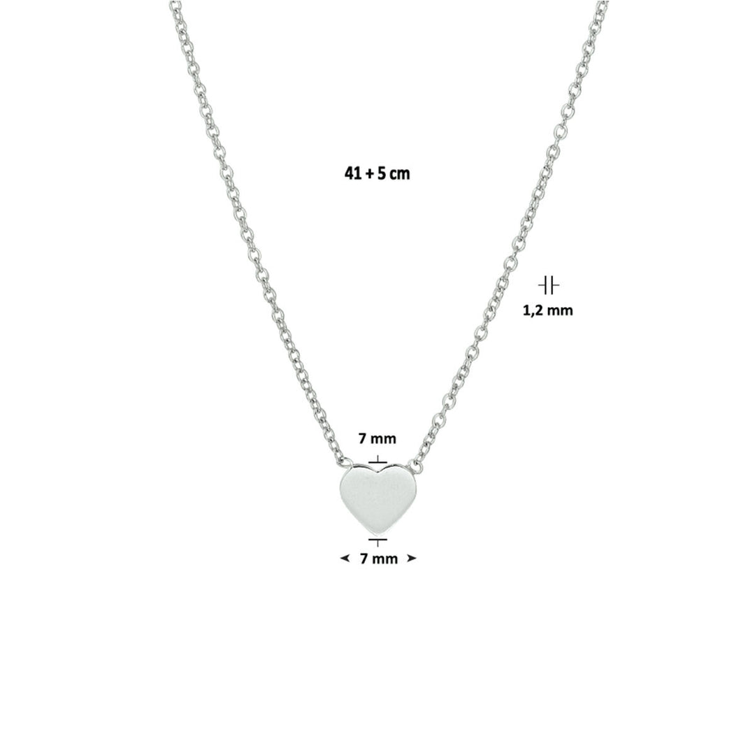 collier hart 41 + 5 cm zilver gerhodineerd