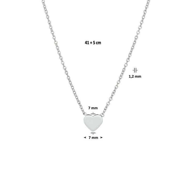 collier hart 41 + 5 cm zilver gerhodineerd