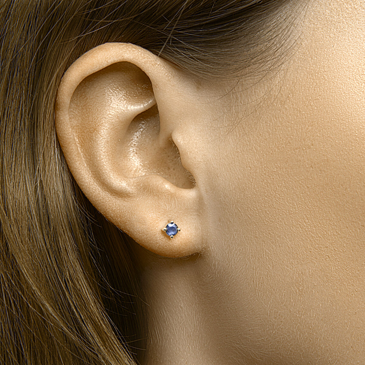 sapphire ear studs 14K yellow gold